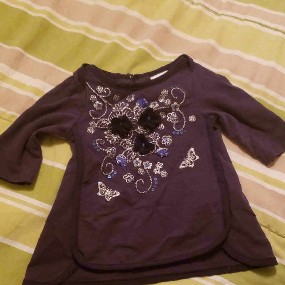 Navy glittery quarter sleeve top